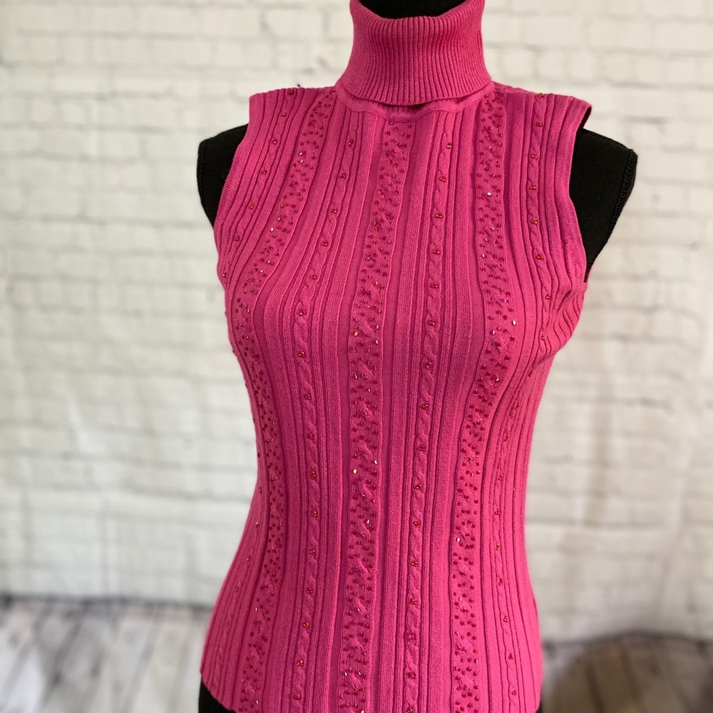 Turtleneck Beaded Sweater Vest